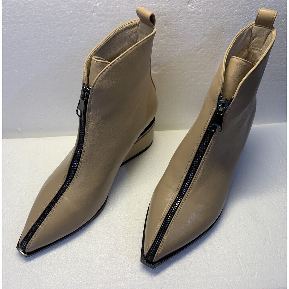 Elegant Beige Ankle Boots with Zipper